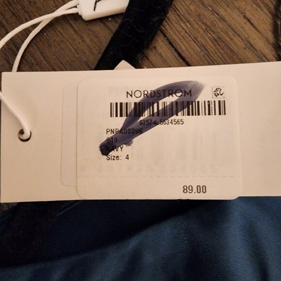 Petal & Pup Opal Tie Waist Long Sleeve Satin Minidress NWT Blue Size 4 - Picture 7 of 13